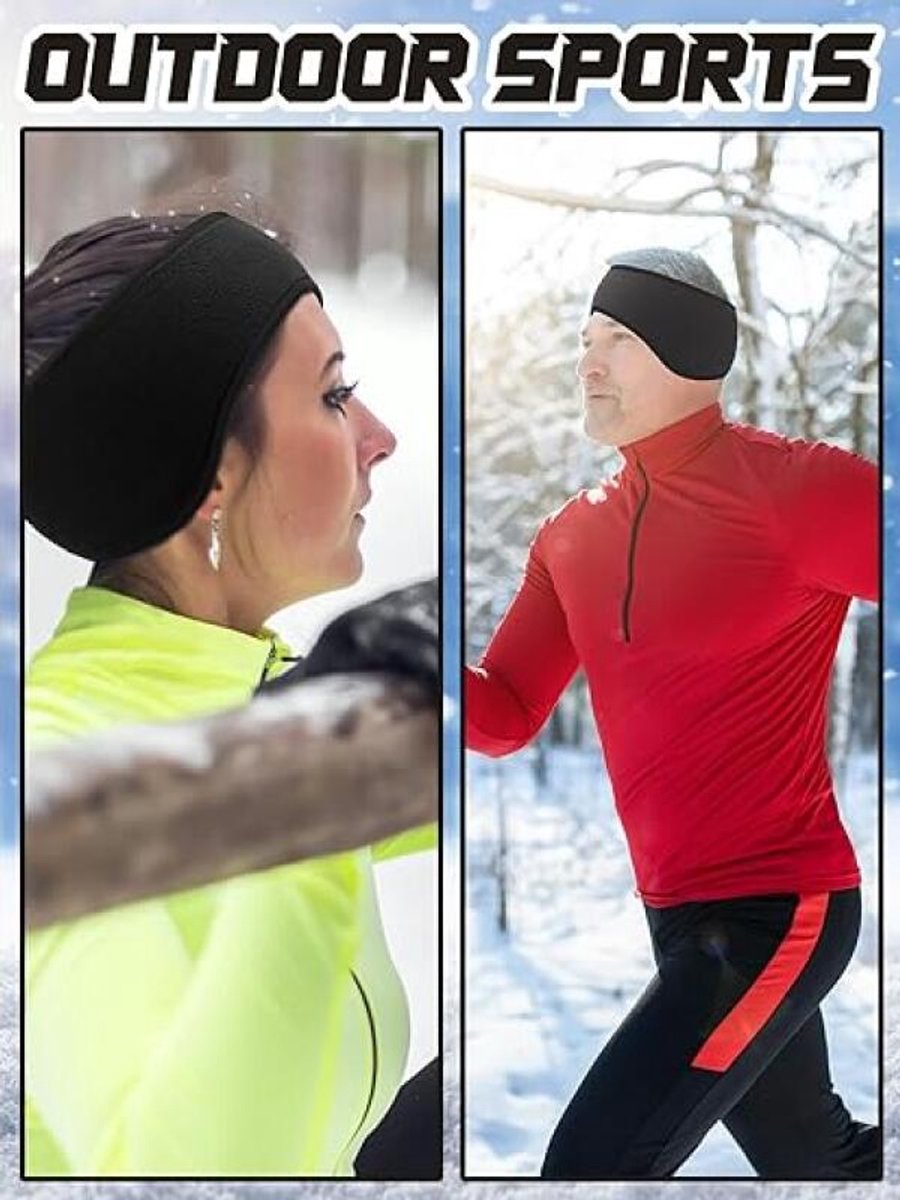 Comfort Earmuffs - 3 Pieces - Ear Warmers - Headband - Earmuffs - Headband Ear Muffs - Winter Ear Muffs - Winter Sports - Women / Men - Unisex - for running, cycling, and skiing in cold weather - Black - Image 5