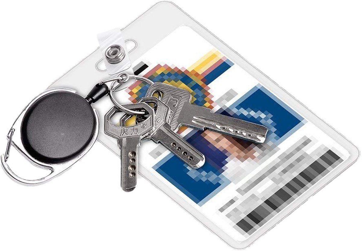 2 Pieces Heavy Duty Retractable Badge Holder - Extendable Keychains - D-Clip - with Carabiner - Waist Clip Drawstring - Badge Holder Drawstring - Retractable Reel ID Badge Card Holder - Vertical - Card Holder Drawstring - Clip ID Holder - Black/Silver - Image 4