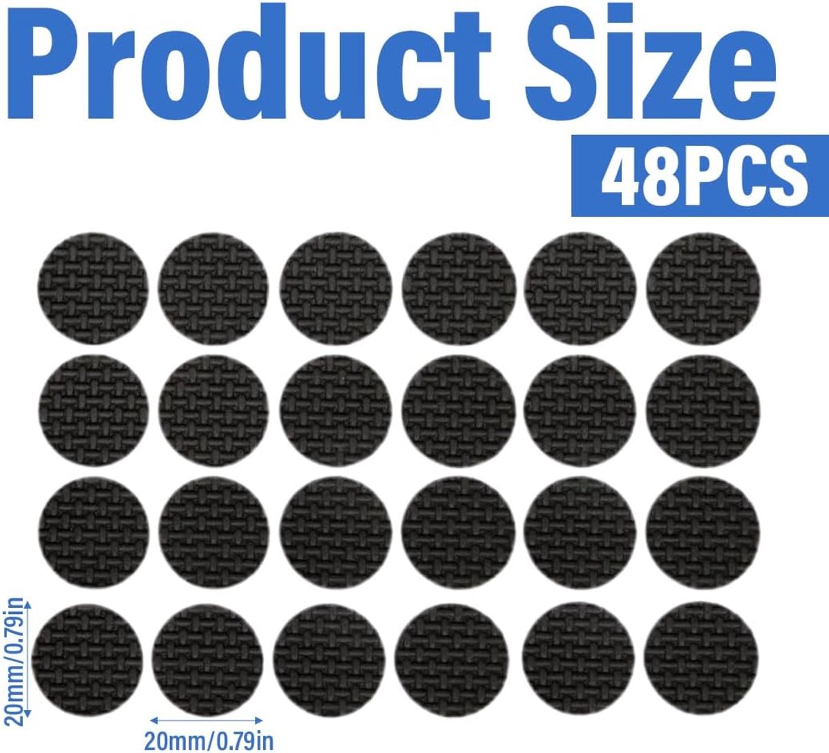48 pieces - 20*3mm - furniture protectors - self-adhesive pads - chair cushion - furniture cushions - protective pads - for wooden floors, table legs, chairs and beds - black - Image 2