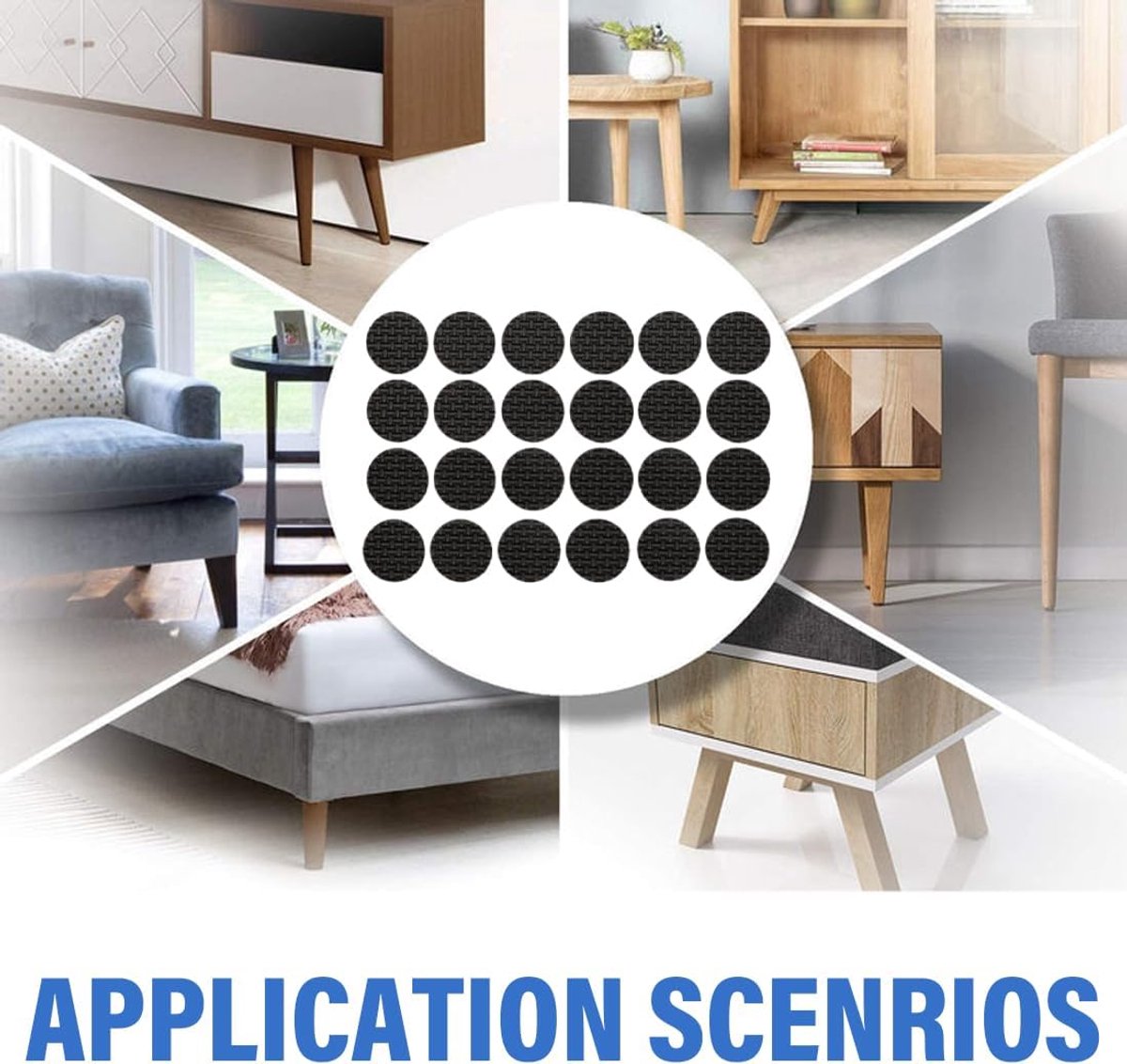 48 pieces - 20*3mm - furniture protectors - self-adhesive pads - chair cushion - furniture cushions - protective pads - for wooden floors, table legs, chairs and beds - black - Image 5