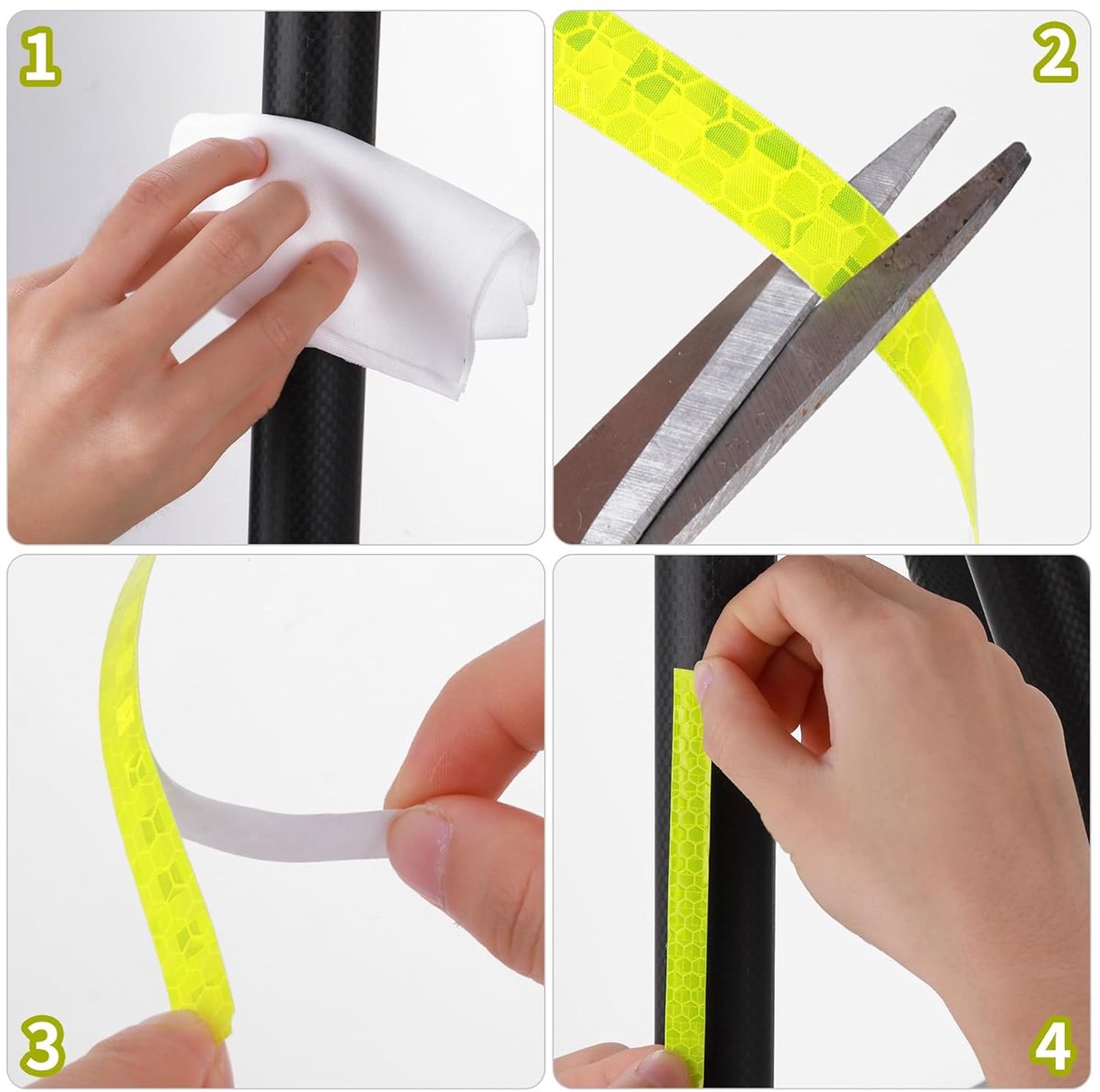 4 rolls - 1cm * 8m - Reflective tape - self-adhesive safety markings - reflective strips - reflective stickers - warning tape - for visibility - for vehicles and outdoor helmets - white, yellow, red, blue - Image 6
