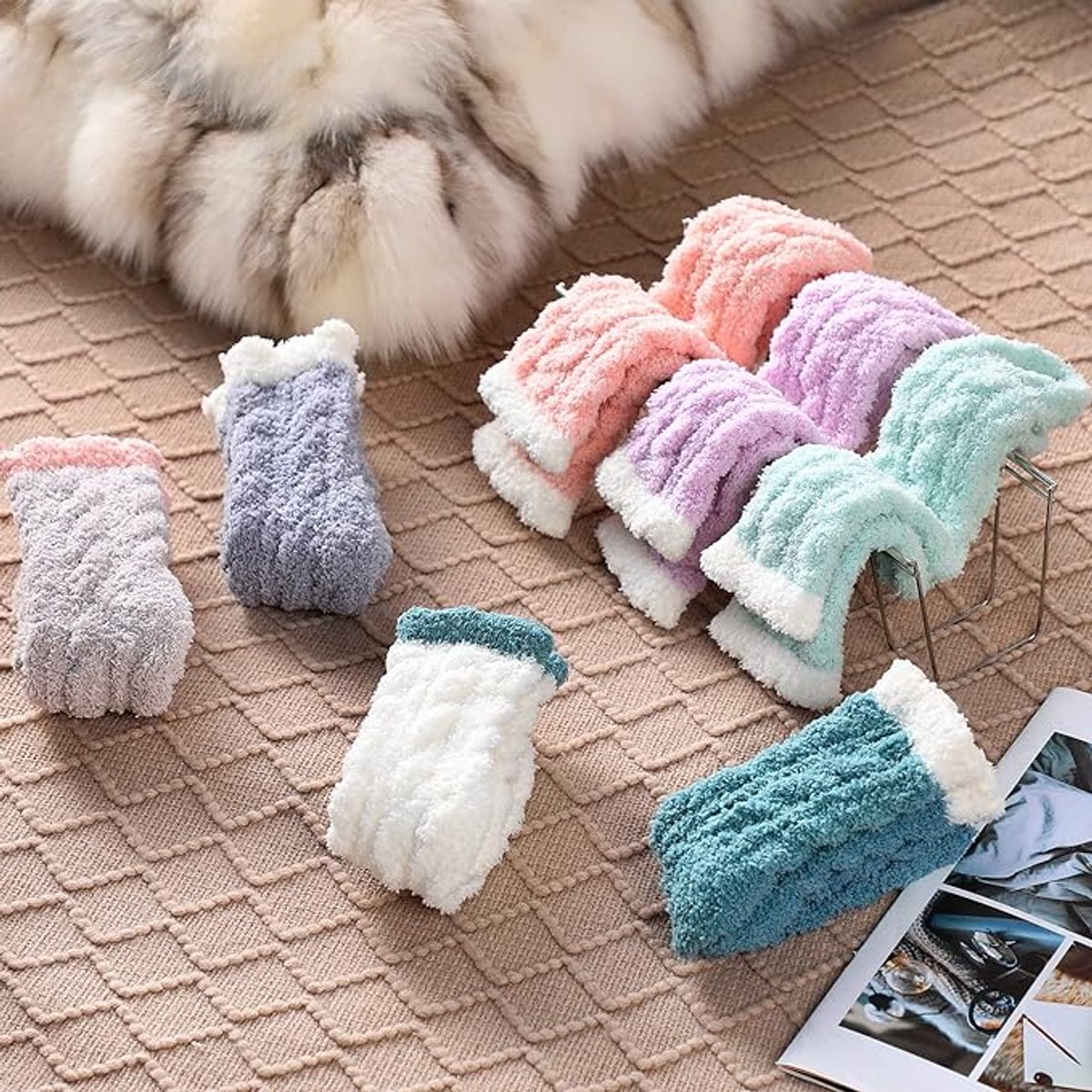 7 Pairs - Warm Winter Socks - socks - cartoon socks - Women's House Socks - Women's Fuzzy Socks - House Socks - Thick socks - Winter Warm Cozy Socks - Soft socks - keep warm - coral fleece - Size 36-40 - Image 4