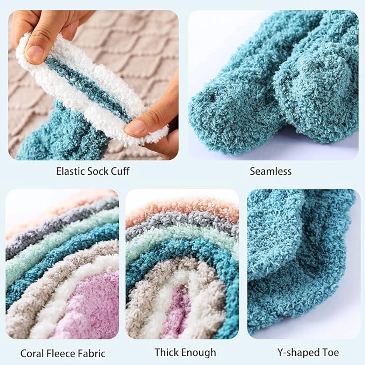 7 Pairs - Warm Winter Socks - socks - cartoon socks - Women's House Socks - Women's Fuzzy Socks - House Socks - Thick socks - Winter Warm Cozy Socks - Soft socks - keep warm - coral fleece - Size 36-40 - Image 5