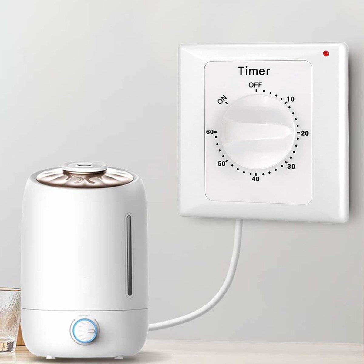 Countdown Switch - 60 minutes - Countdown timer switch - Mechanical countdown timer socket - time switch - timer light switch - with timer - timer socket - for bathroom extractor fan, garage, laundry room, storage room or spa - white - Image 2