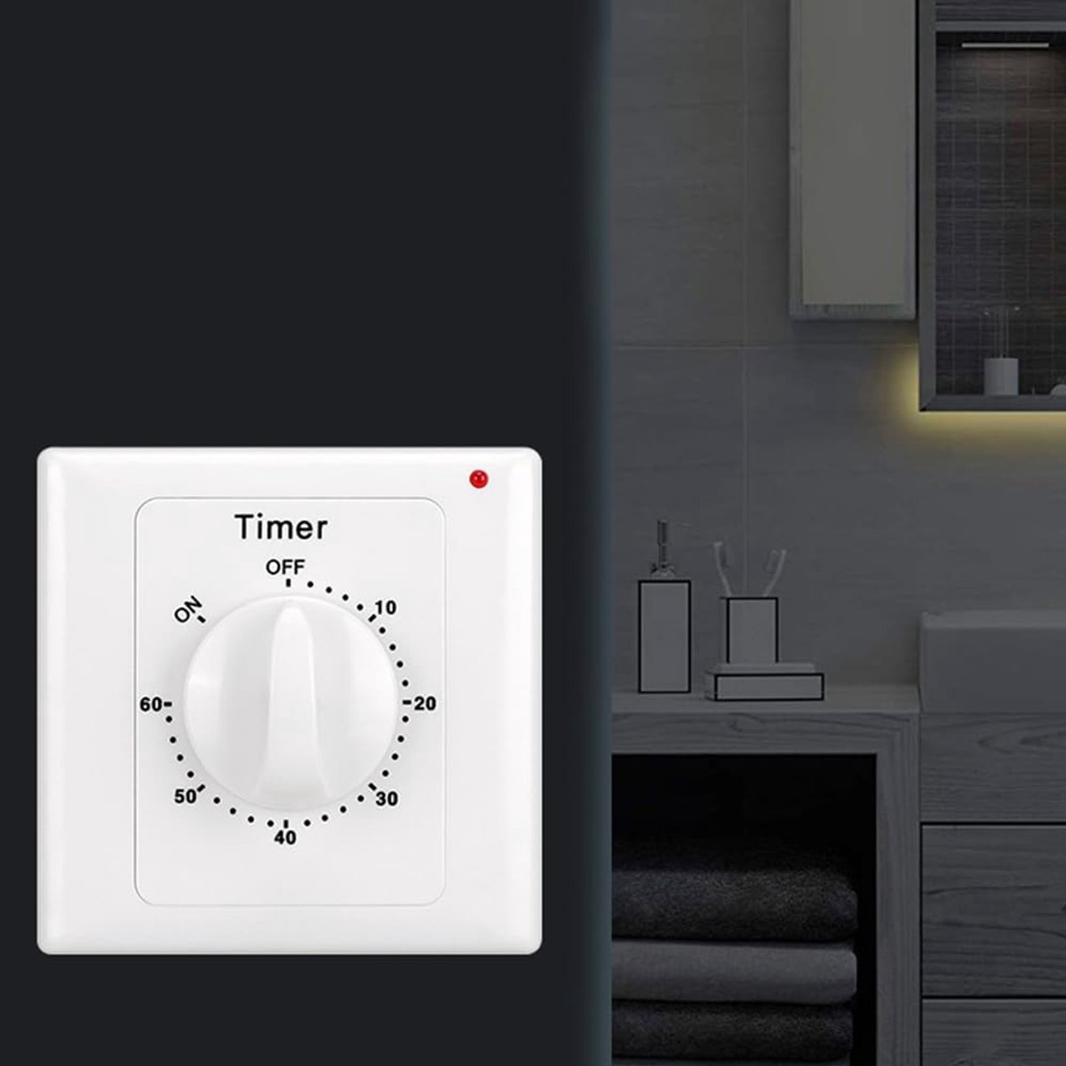 Countdown Switch - 60 minutes - Countdown timer switch - Mechanical countdown timer socket - time switch - timer light switch - with timer - timer socket - for bathroom extractor fan, garage, laundry room, storage room or spa - white - Image 6