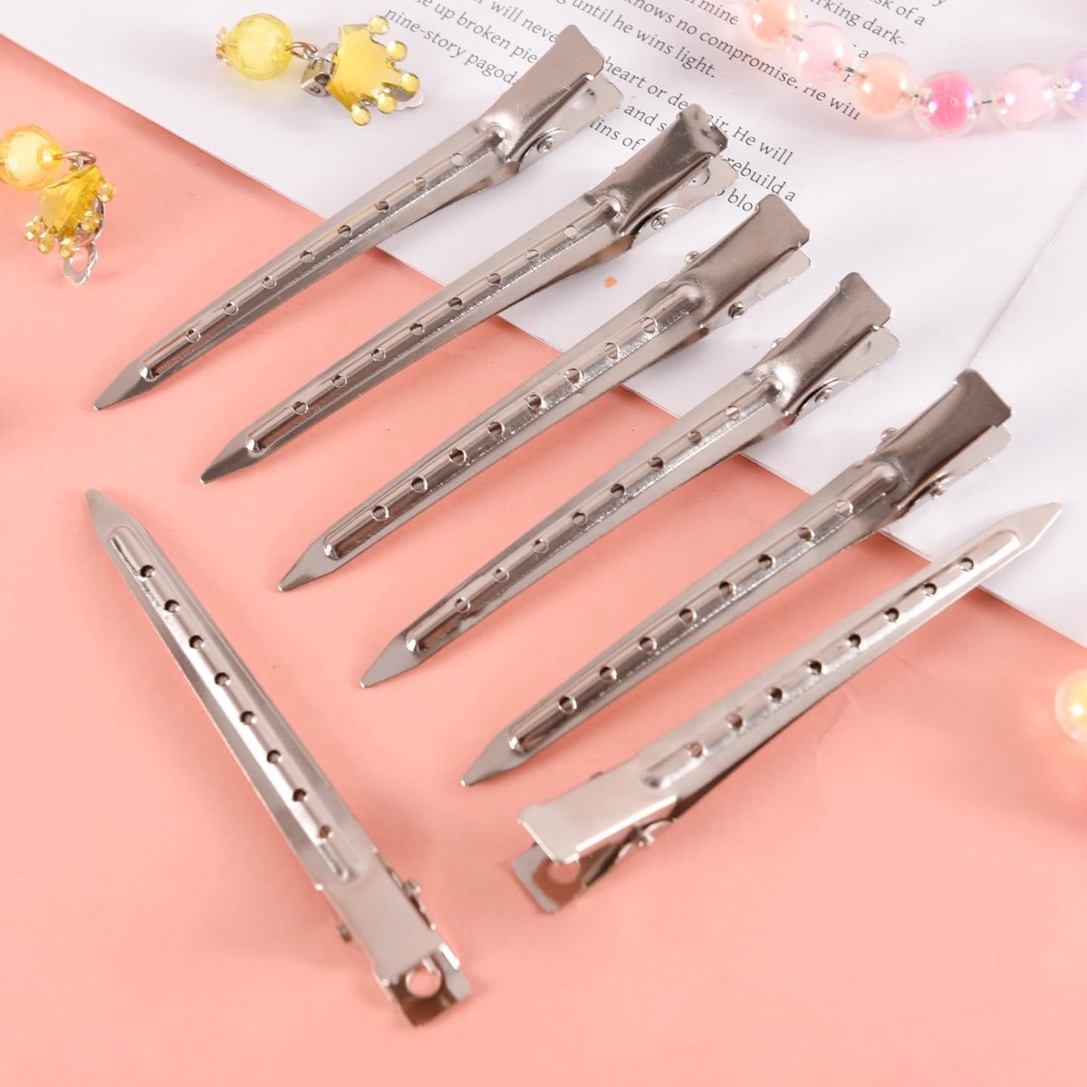 25 pieces - Hairpin - Hairpins - Hair clip - Hair Accessory - Duckbill hairpins - Hair styling clips - curlers with holes - metal hairpins - for hair styling, hair coloring - 9 cm - silver - Image 2