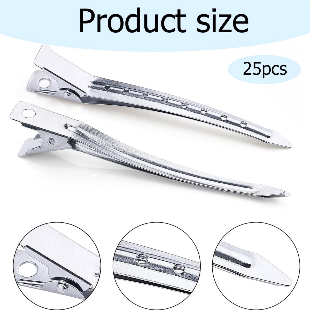 25 pieces - Hairpin - Hairpins - Hair clip - Hair Accessory - Duckbill hairpins - Hair styling clips - curlers with holes - metal hairpins - for hair styling, hair coloring - 9 cm - silver - Image 3