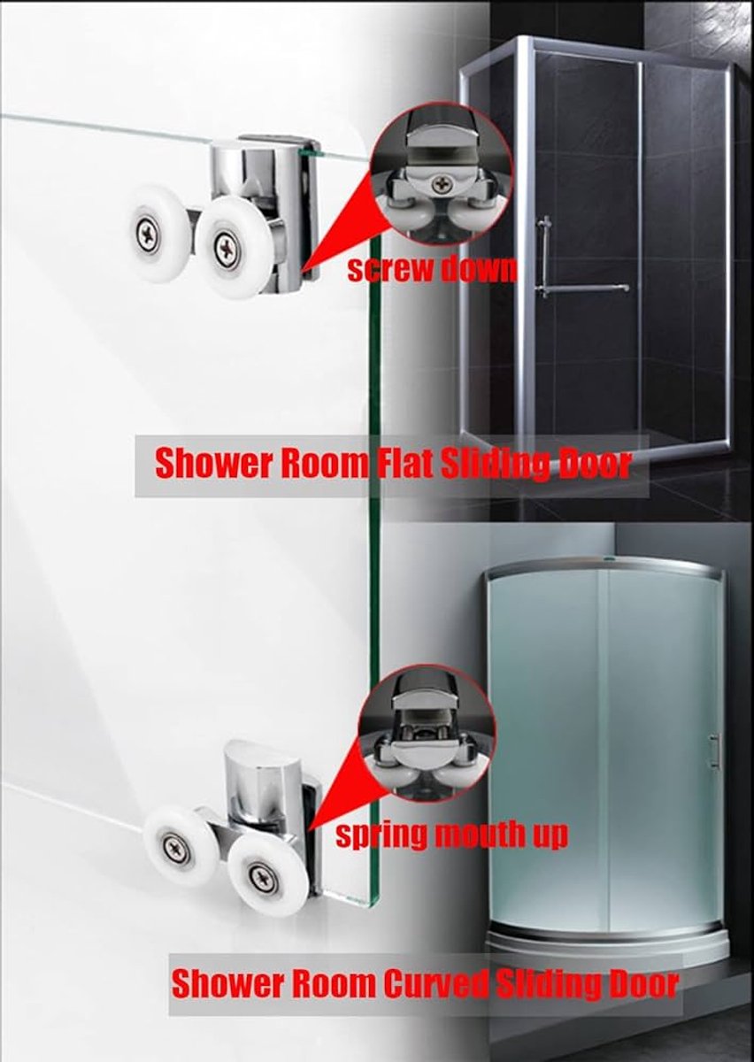 Double zinc alloy shower door roller - set of 4 - suitable for glass - Image 6