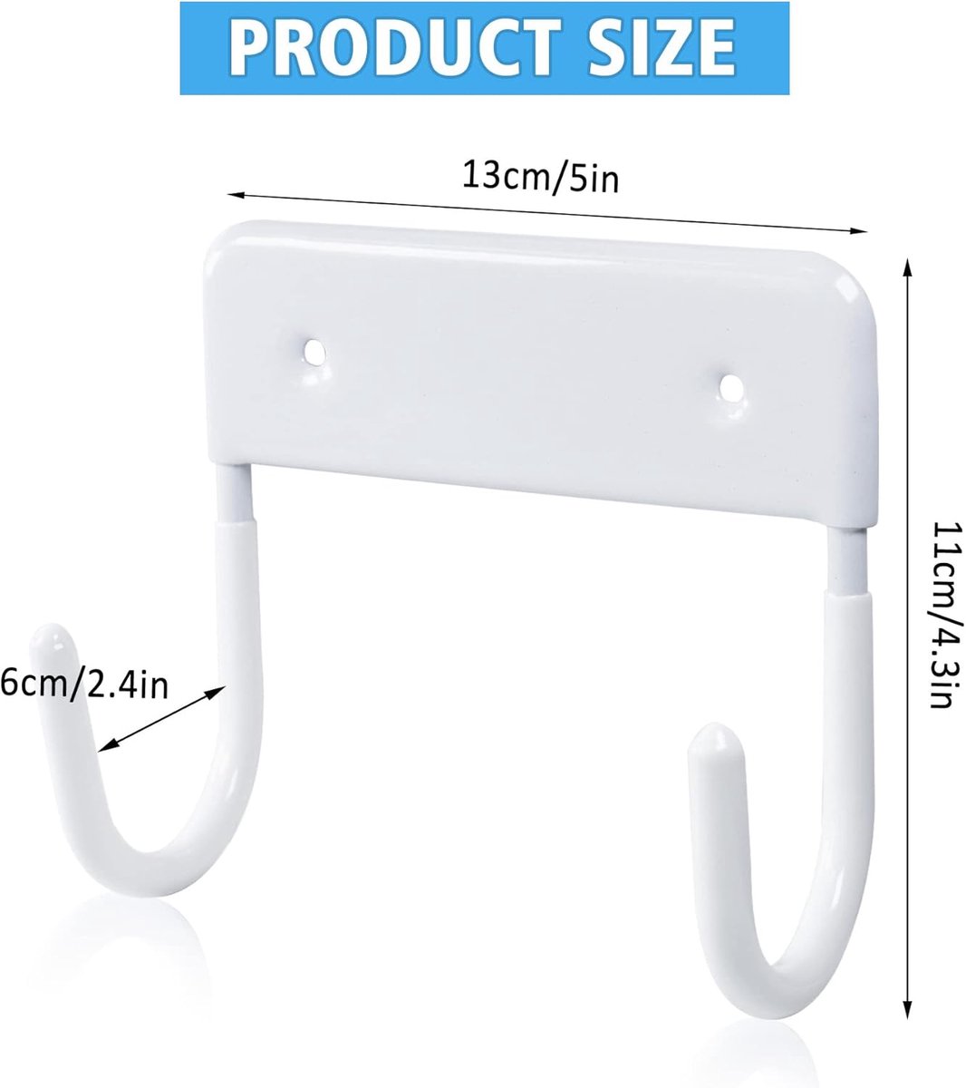 Ironing board holder - Ironing board hanging system - Hook for ironing board - Wall-mounted ironing board holder - Ironing board organizer - Hook - Storage hooks - wall hooks - tool hooks - for laundry rooms, garages and storage rooms - 12*11*6 cm - white - Image 5