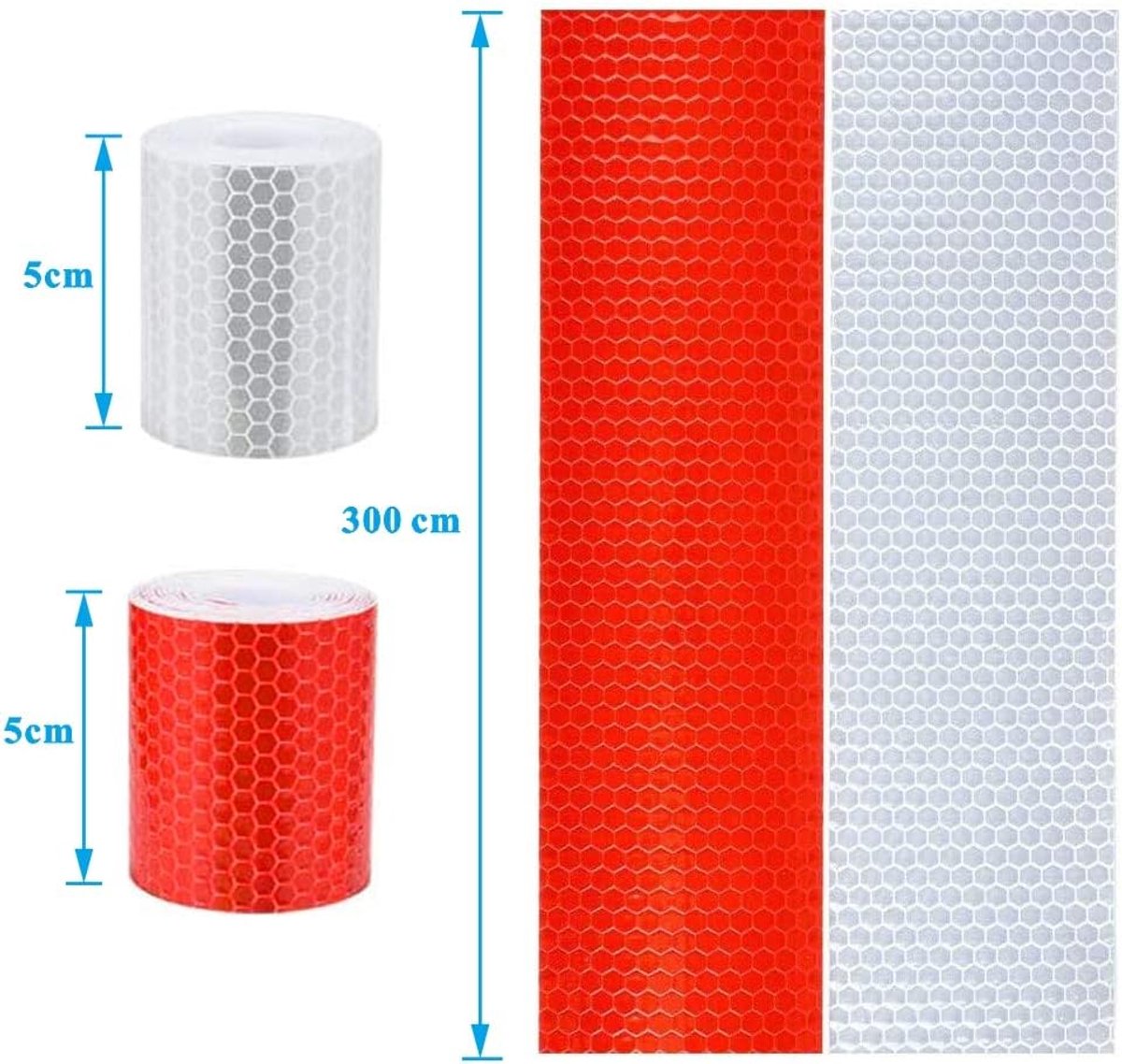 Reflective Tape - Reflection Tape - R2 rolls 5cm × 3 Meters - Self-Adhesive - Reflective Tape - Reflective Tape Self-Adhesive Sticker High Visibility - For Vehicles Cars Trailers Bicycles Helmets - White & Red - Image 4