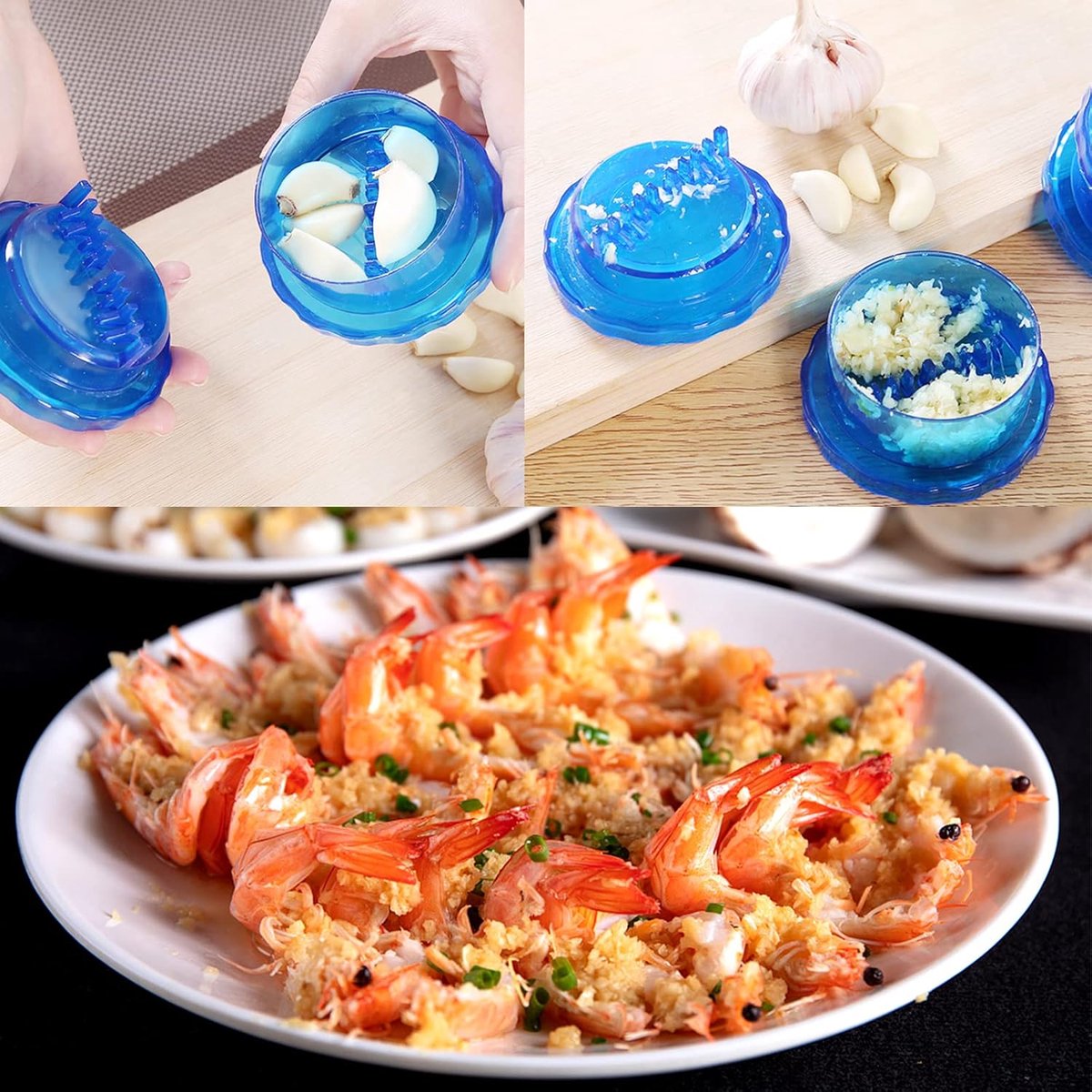 Garlic Twister - Garlic Press - Suitable for Garlic - Manual Garlic Press - Kitchen Gadget Press - Garlic Presses - Ginger Press - for chopping garlic, onions, ginger, herbs and nuts - Blue Transparent - Image 2