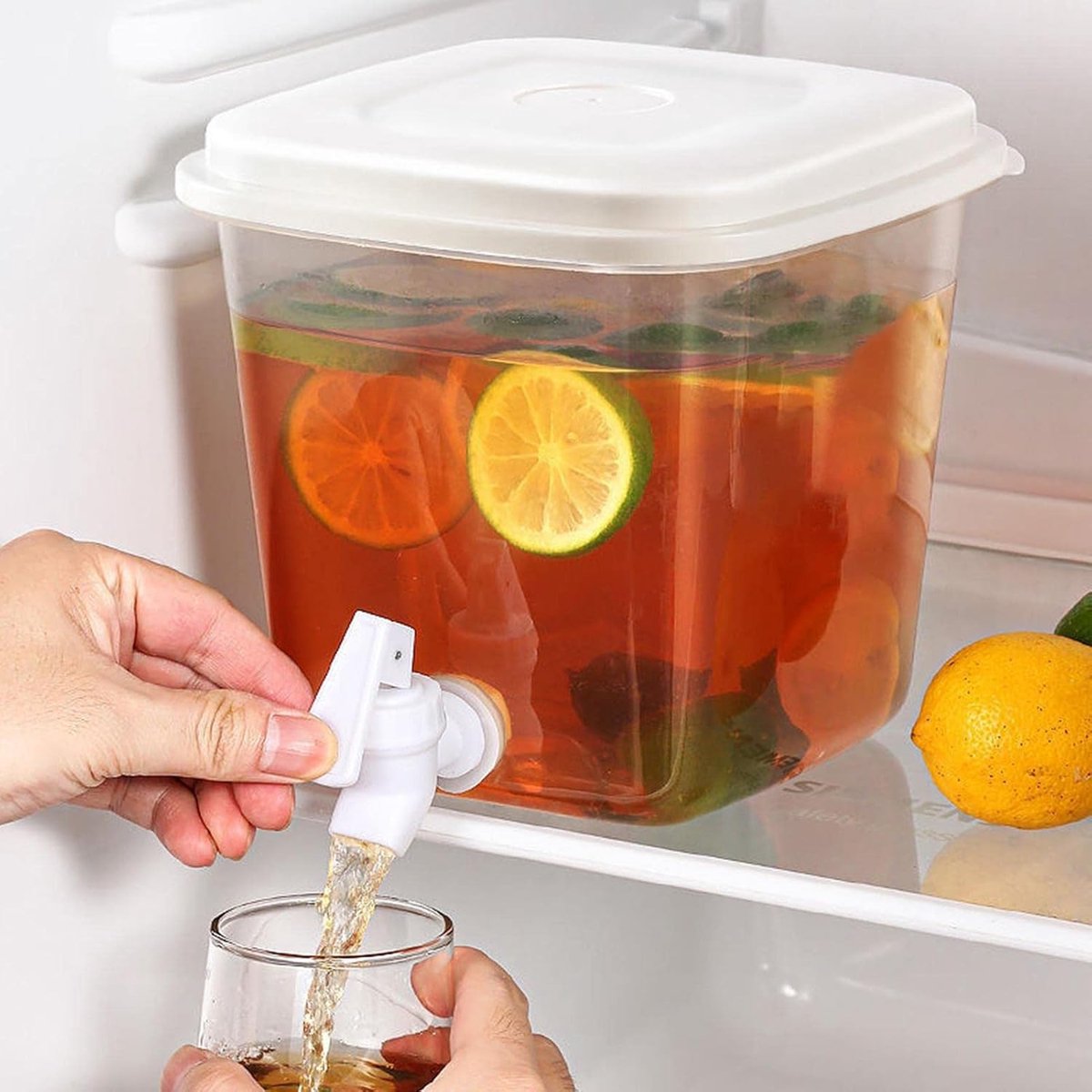 Water Dispenser - 3.5L Water Dispenser with Lid - Water Tap - Drink Bucket - Beverage Machine with Tap - Lemonade Dispensers - Lemonade Tap - Plastic Juice Dispenser - Beverage Dispensers - Juice Dispenser - Lemonade Juice Party Cocktail Cold Water Jug - Image 2