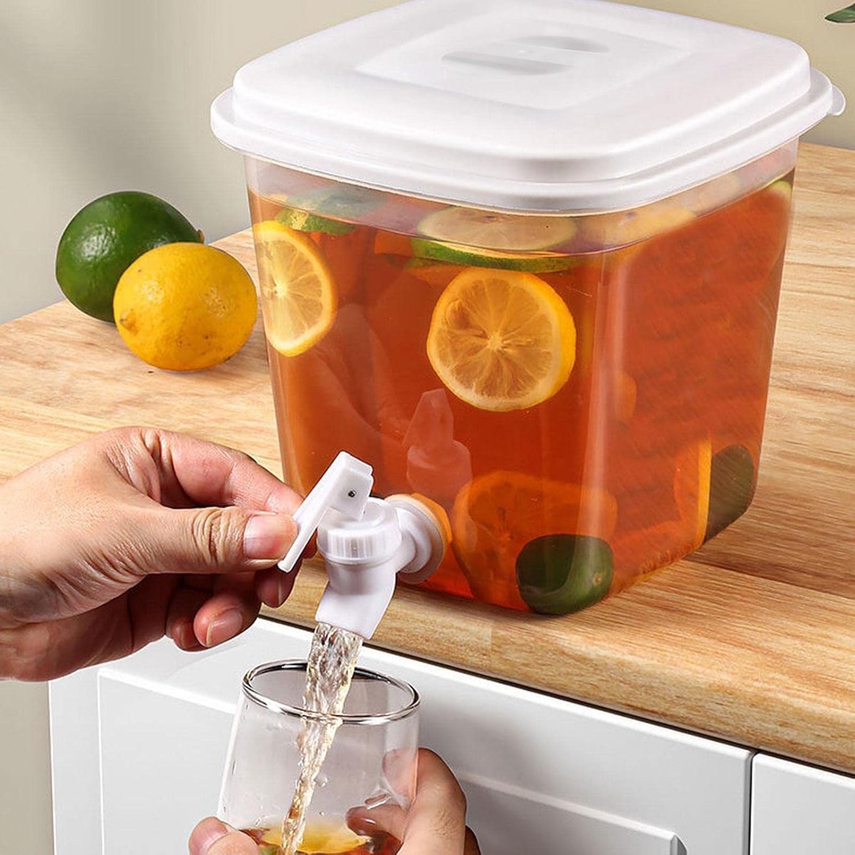 Water Dispenser - 3.5L Water Dispenser with Lid - Water Tap - Drink Bucket - Beverage Machine with Tap - Lemonade Dispensers - Lemonade Tap - Plastic Juice Dispenser - Beverage Dispensers - Juice Dispenser - Lemonade Juice Party Cocktail Cold Water Jug - Image 3