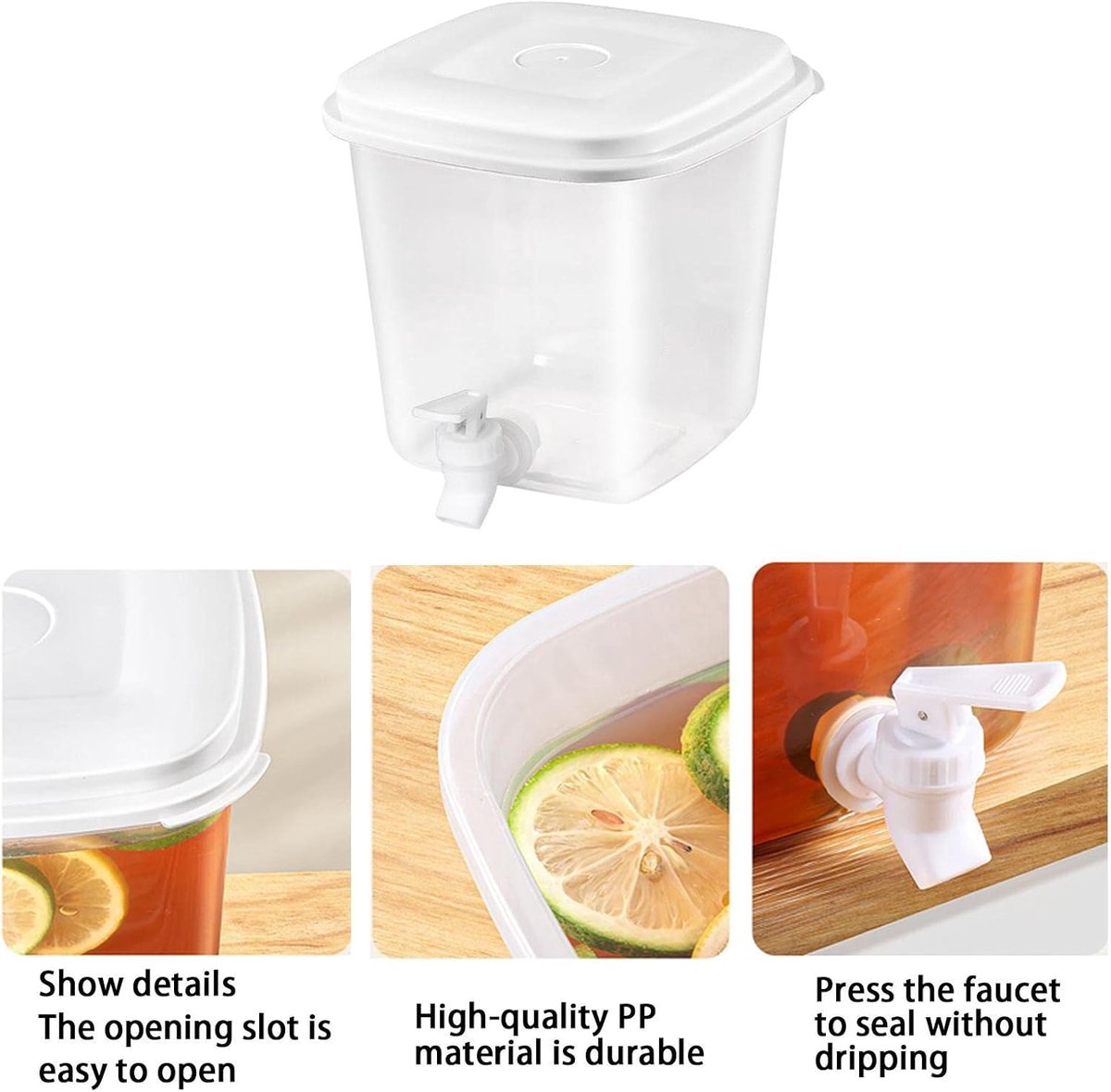 Water Dispenser - 3.5L Water Dispenser with Lid - Water Tap - Drink Bucket - Beverage Machine with Tap - Lemonade Dispensers - Lemonade Tap - Plastic Juice Dispenser - Beverage Dispensers - Juice Dispenser - Lemonade Juice Party Cocktail Cold Water Jug - Image 6