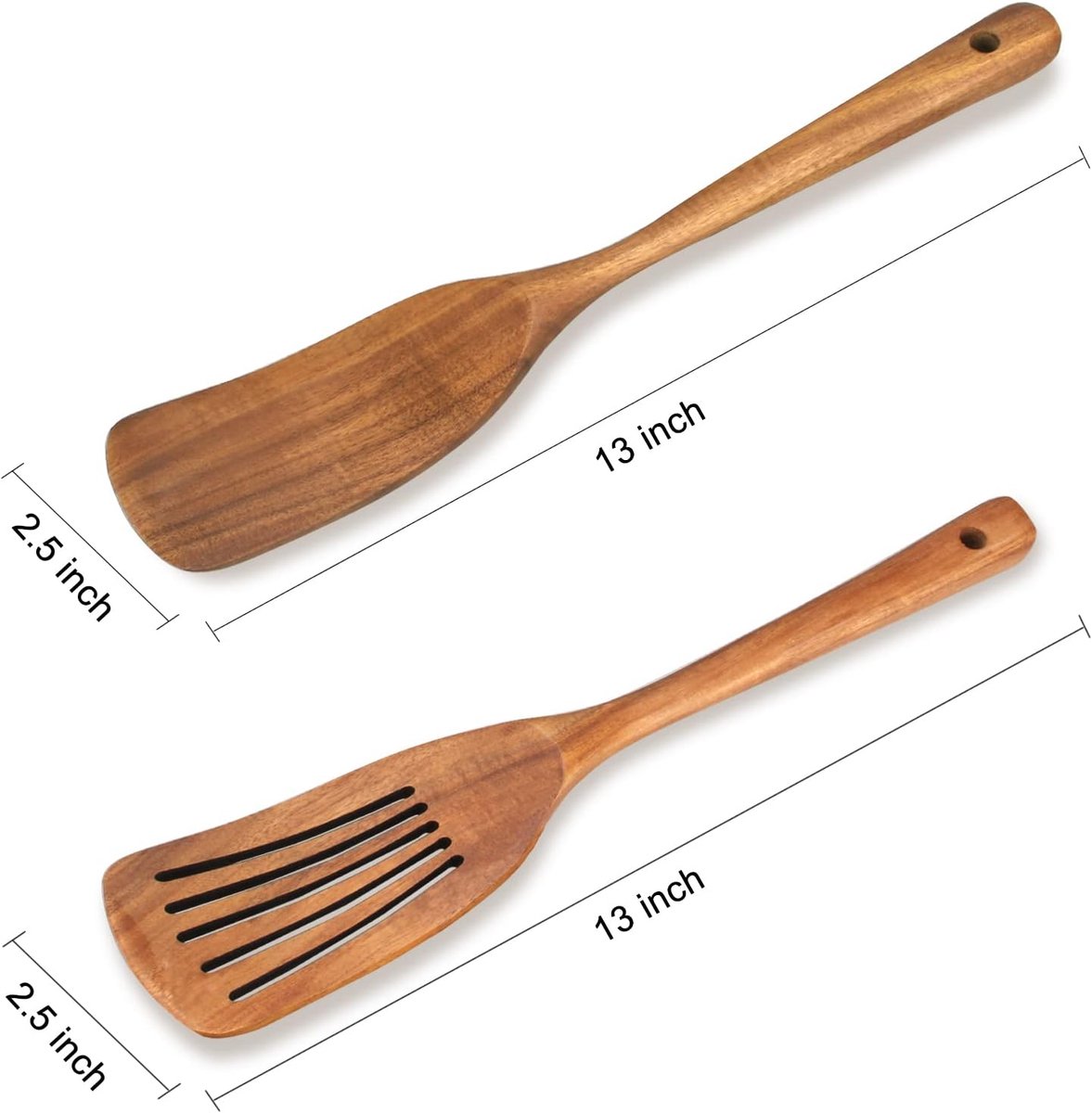 2 pieces - 33*6.5 cm - wooden spatulas - cooking utensil set - wok spatulas - spatula - kitchen utensils - flat wok pancake spatula - kitchen accessories - non-stick pan - brown - Image 5