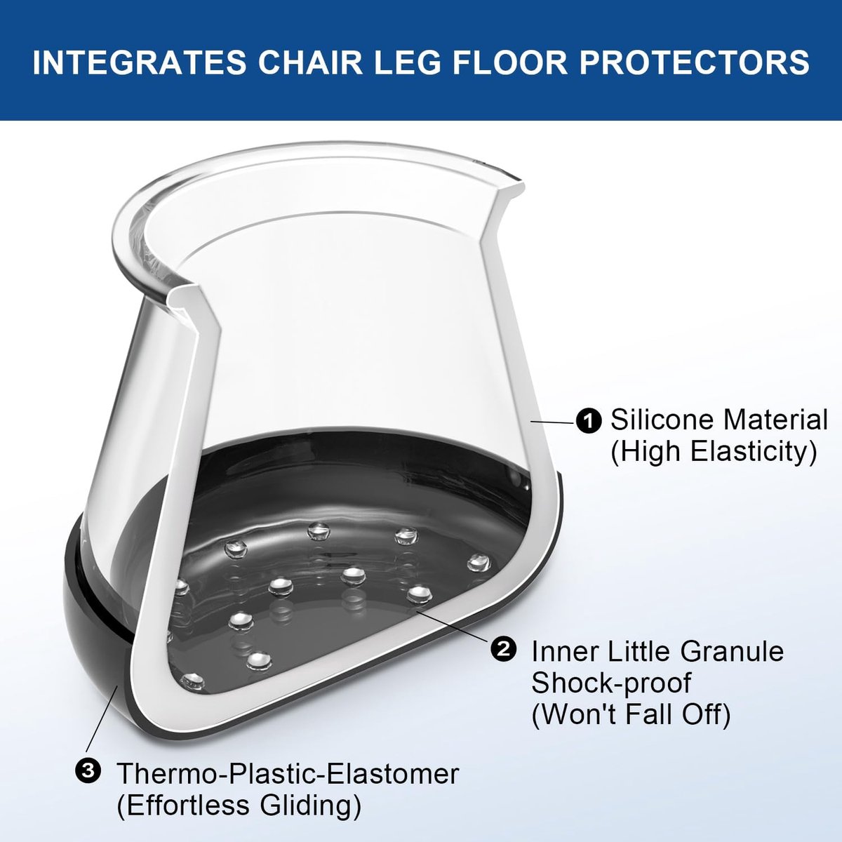 28 Pieces Chair Leg Protectors - Silicone Protective Caps - Chair Leg Protectors - Round Medium Silicone Chair Cushion - Anti-Scratch Felt - Furniture Cushions - Chair Leg Protectors - Carpet Chair Leg Cushions (fit: 20.1-30 mm) - Floor Protection - Black - Image 3