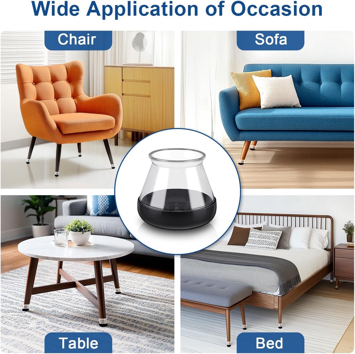 28 Pieces Chair Leg Protectors - Silicone Protective Caps - Chair Leg Protectors - Round Medium Silicone Chair Cushion - Anti-Scratch Felt - Furniture Cushions - Chair Leg Protectors - Carpet Chair Leg Cushions (fit: 20.1-30 mm) - Floor Protection - Black - Image 6