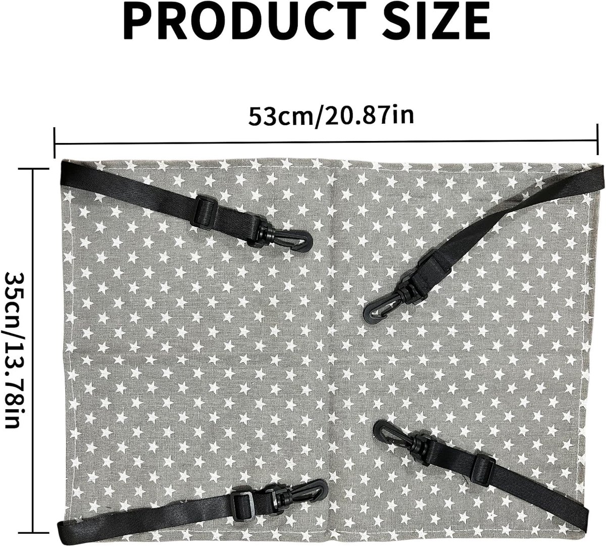 Cat Hammock - Hammock for cats - hanging pet bed - hammock for pets - with hooks - for Kittens, Puppies and Small Pets - Adjustable Straps - Pet Swing - cat bed - for cages and gardens - 53*35 cm - grey stars - Image 5