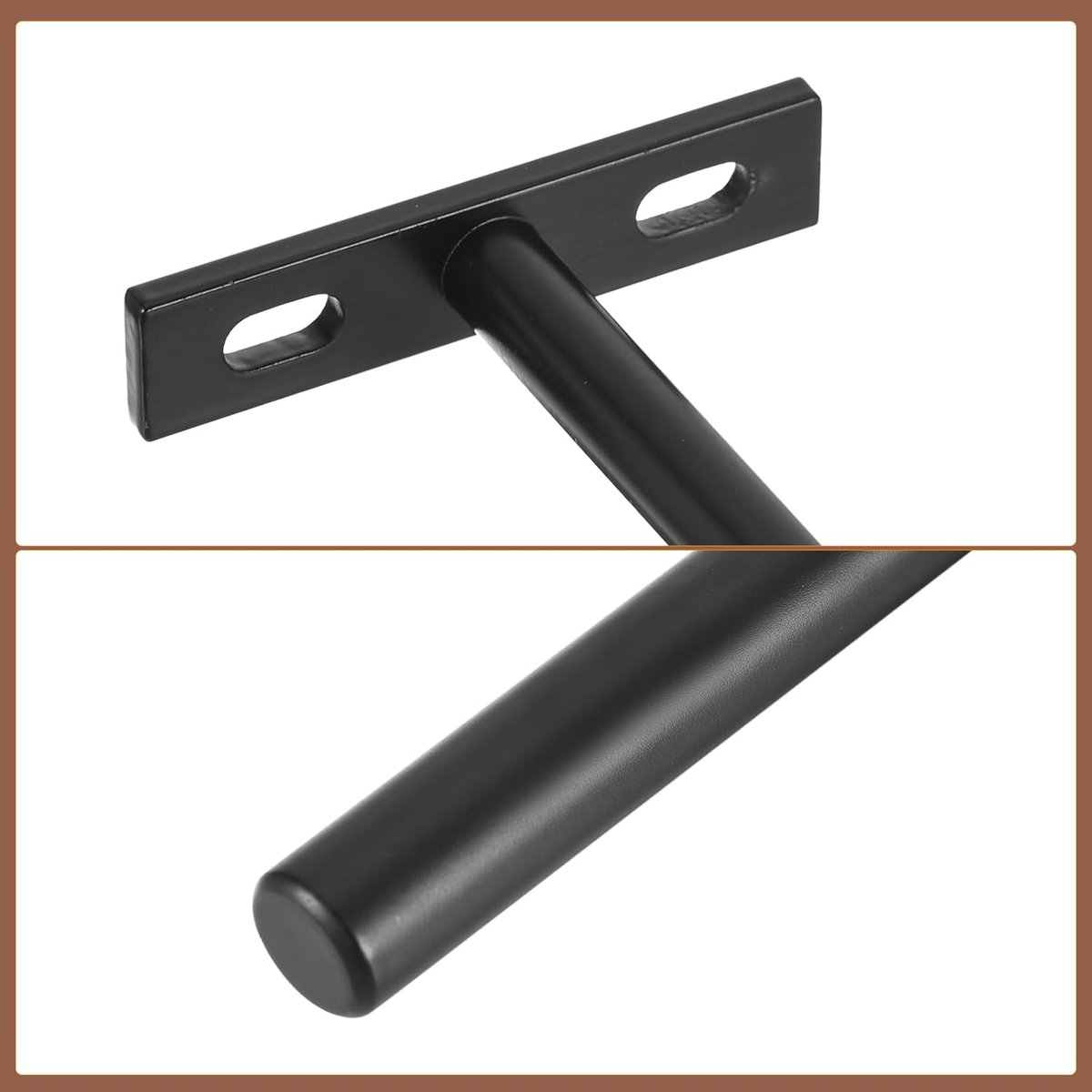 4 pieces - concealed floating shelf brackets - 3 inch - silver - shelves - floating shelf support brackets - steel - wall mounting - screws and plugs included - T-brackets for shelves - for floating wooden shelves - black - 76 mm - Image 2