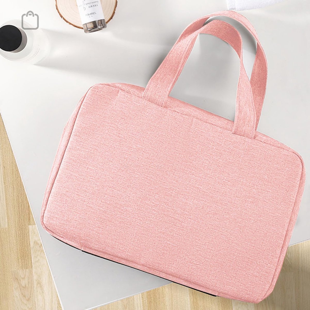 Toiletry bag - Portable hanging toiletry bag - foldable travel toiletry bag - large foldable travel bag - travel makeup bag - storage bag - with 4 compartments - waterproof toiletry bag - unisex - for vacation, shower, camping and travel - 27*18*8 cm - pi - Image 4