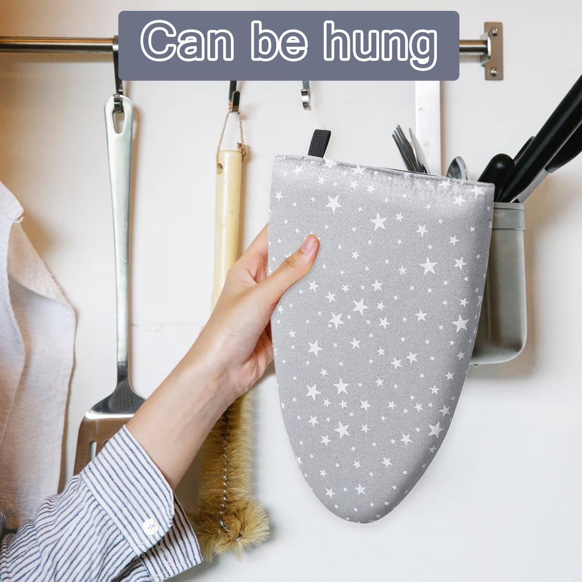 1 piece - Handheld ironing board - Steam glove - Steam ironing glove for clothing - Ironing tool - steam glove for ironing board with finger loop - mini ironing board - ironing board - ironing pad - 24*14 cm - grey - Image 3