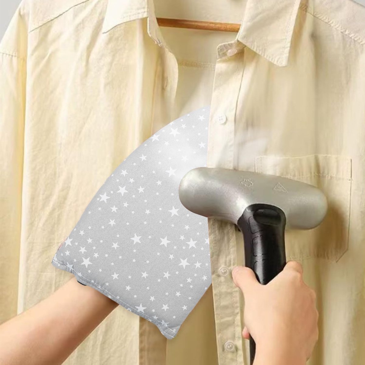 1 piece - Handheld ironing board - Steam glove - Steam ironing glove for clothing - Ironing tool - steam glove for ironing board with finger loop - mini ironing board - ironing board - ironing pad - 24*14 cm - grey - Image 5