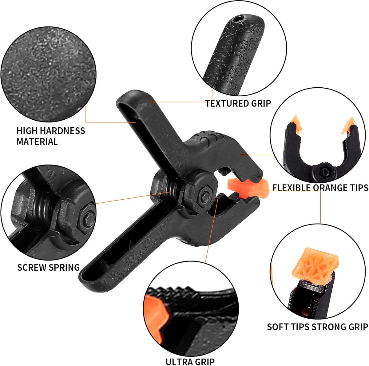 20 Pieces Tarpaulin Clamps - Spring Clamps - 2 inch Clamps - Clamp for Woodworking and Photo Studio - Market Clamp - Extra Strong - Tarpaulin Clamps - Black Hobby Glue Clamps - Plastic - Market Stall/Tarpaulin/DIY - Image 6