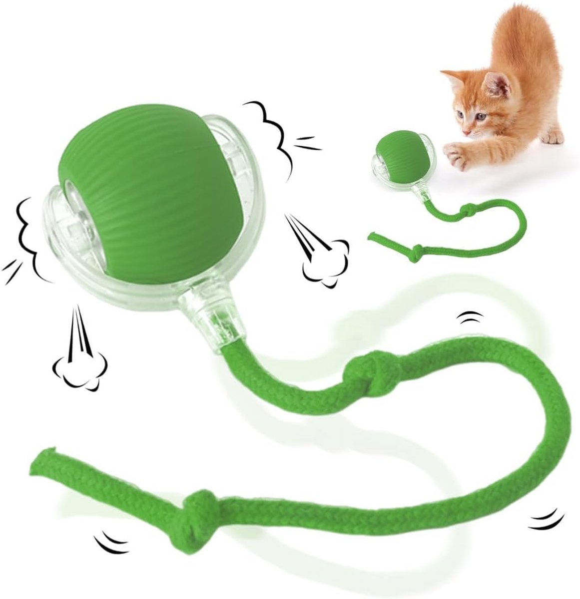 Electric Cat Ball Toy - Cat Toys - Electric Toy Ball - Pet Toys - Smart Toy Ball - Automatic Rolling Cat Ball - Interactive Cat Toy - Rechargeable - Cat Ball for Play and Interaction - Green - Image 1