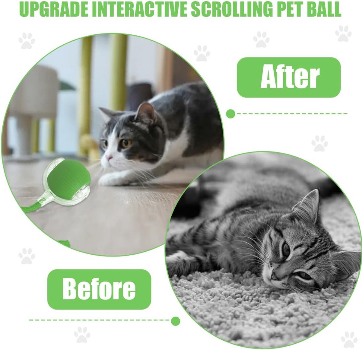 Electric Cat Ball Toy - Cat Toys - Electric Toy Ball - Pet Toys - Smart Toy Ball - Automatic Rolling Cat Ball - Interactive Cat Toy - Rechargeable - Cat Ball for Play and Interaction - Green - Image 5