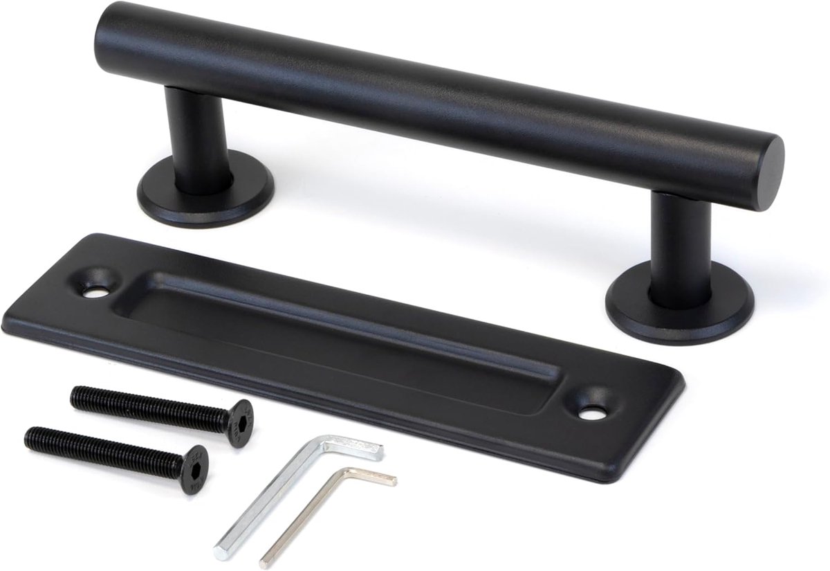 30 cm - Sliding Door Handle - Door Knob - Garage Handle - Sliding Door Knob Set - Barn Door Handles - Heavy Duty - With Screws - For Garage Door Cabinet - Black - Image 1