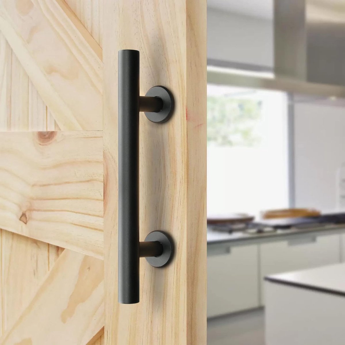 30 cm - Sliding Door Handle - Door Knob - Garage Handle - Sliding Door Knob Set - Barn Door Handles - Heavy Duty - With Screws - For Garage Door Cabinet - Black - Image 2