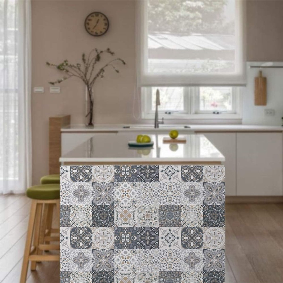 24 Pieces PVC Mosaic Tile Sticker - 10x10 cm - Adhesive Tiles - Moroccan Wall Tile - Waterproof Wallpaper - Decorative Film Furniture Film - Self-Adhesive Tiles - for Kitchen, Cabinet, Furniture, Table - Decorative Sticker Tiles - Adhesive Film Tile Stick - Image 6