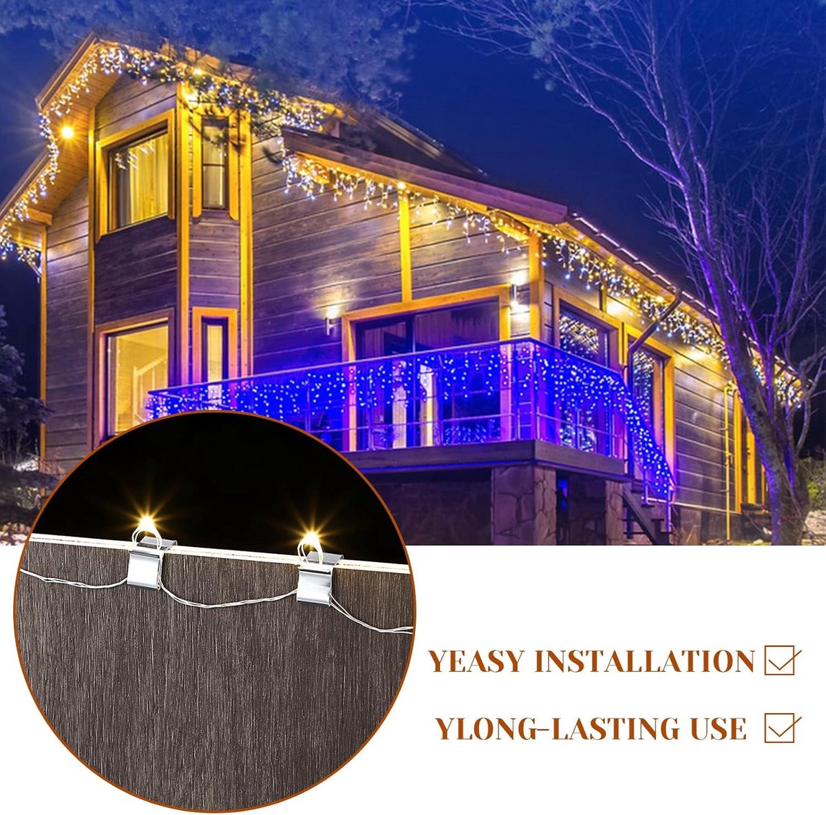 50 pieces - Christmas Lighting Gutter Hooks - Light Hose Clamps - Christmas Lighting Clips - Weatherproof Metal Gutter Clamp - Festive Lighting Clamps - Cable Clips - Christmas Decoration Hooks - for Christmas and Halloween Seasonal Cord - Silver - 20*14 - Image 6