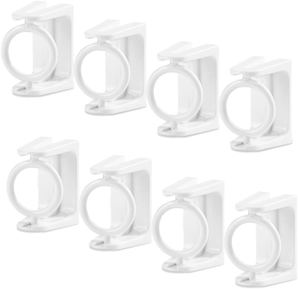 8 pieces - Curtain Rod Bracket - self-adhesive curtain rod holder - 360 degree rotatable mounting brackets - for curtain rods - no drilling required - for bathroom, bedroom, kitchen, hotel - white - 4*5 cm - Image 1