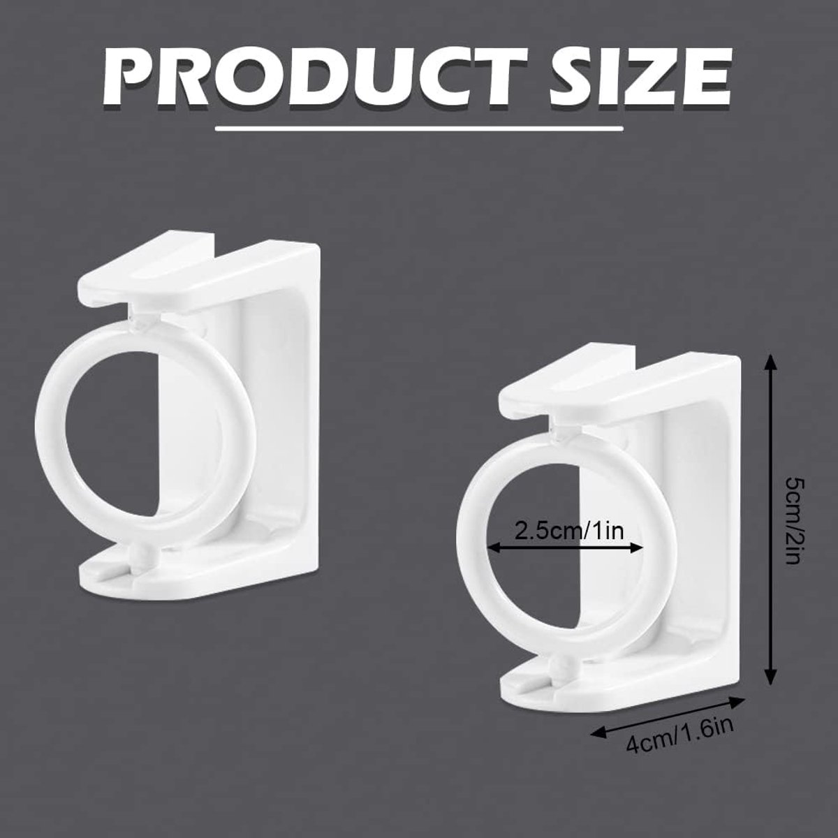 8 pieces - Curtain Rod Bracket - self-adhesive curtain rod holder - 360 degree rotatable mounting brackets - for curtain rods - no drilling required - for bathroom, bedroom, kitchen, hotel - white - 4*5 cm - Image 2