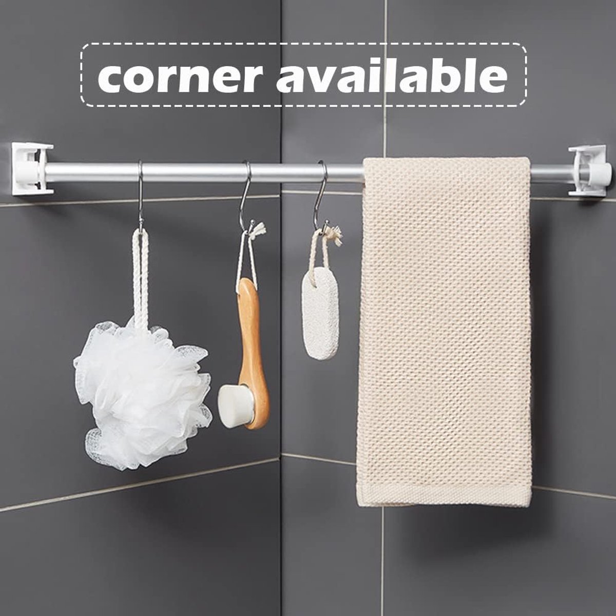 8 pieces - Curtain Rod Bracket - self-adhesive curtain rod holder - 360 degree rotatable mounting brackets - for curtain rods - no drilling required - for bathroom, bedroom, kitchen, hotel - white - 4*5 cm - Image 3