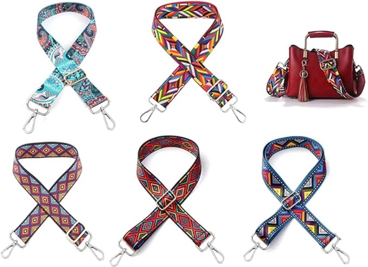 Bag Strap - 4-Piece Shoulder Strap - Adjustable Bag Strap - Bagstrap - Bag Strap - Colorful Ethnic Style Strap - shoulder strap for bag - Shoulder Strap - bag strap bag strap - Front Shoulder Strap Handbag Canvas Bags DIY Accessories Unisex - Image 1