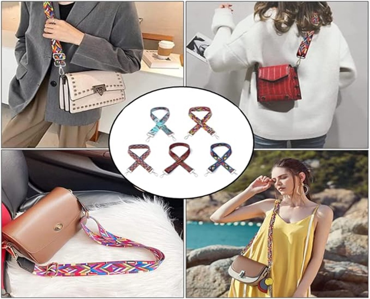 Bag Strap - 4-Piece Shoulder Strap - Adjustable Bag Strap - Bagstrap - Bag Strap - Colorful Ethnic Style Strap - shoulder strap for bag - Shoulder Strap - bag strap bag strap - Front Shoulder Strap Handbag Canvas Bags DIY Accessories Unisex - Image 3