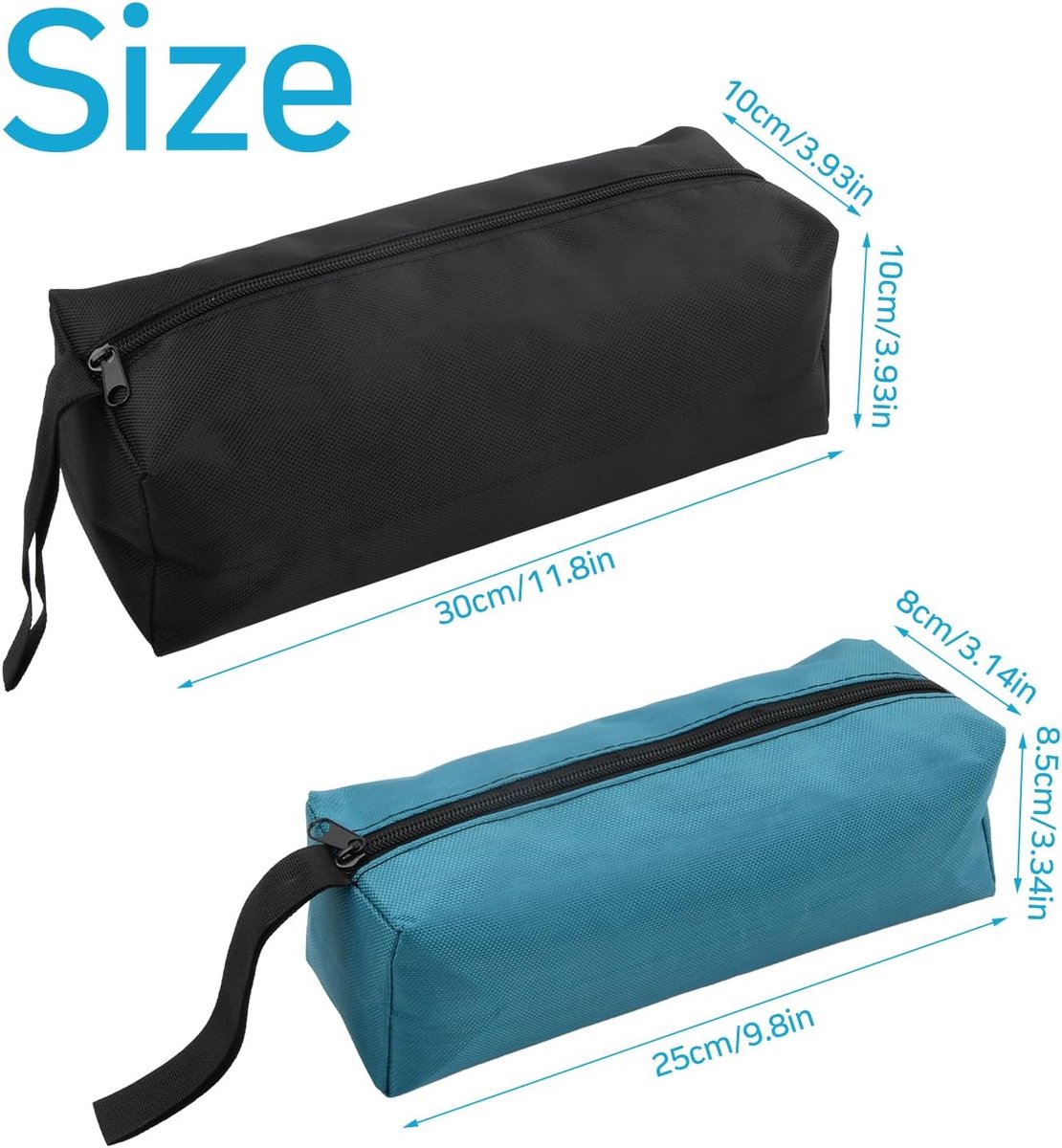 2 pieces - 30*10*10cm and 25*8*8.5 cm - Tool bag - small tool bags - waterproof tool bags - sturdy small tool bag - for carpenter, tools and power tools - black and blue - Image 2