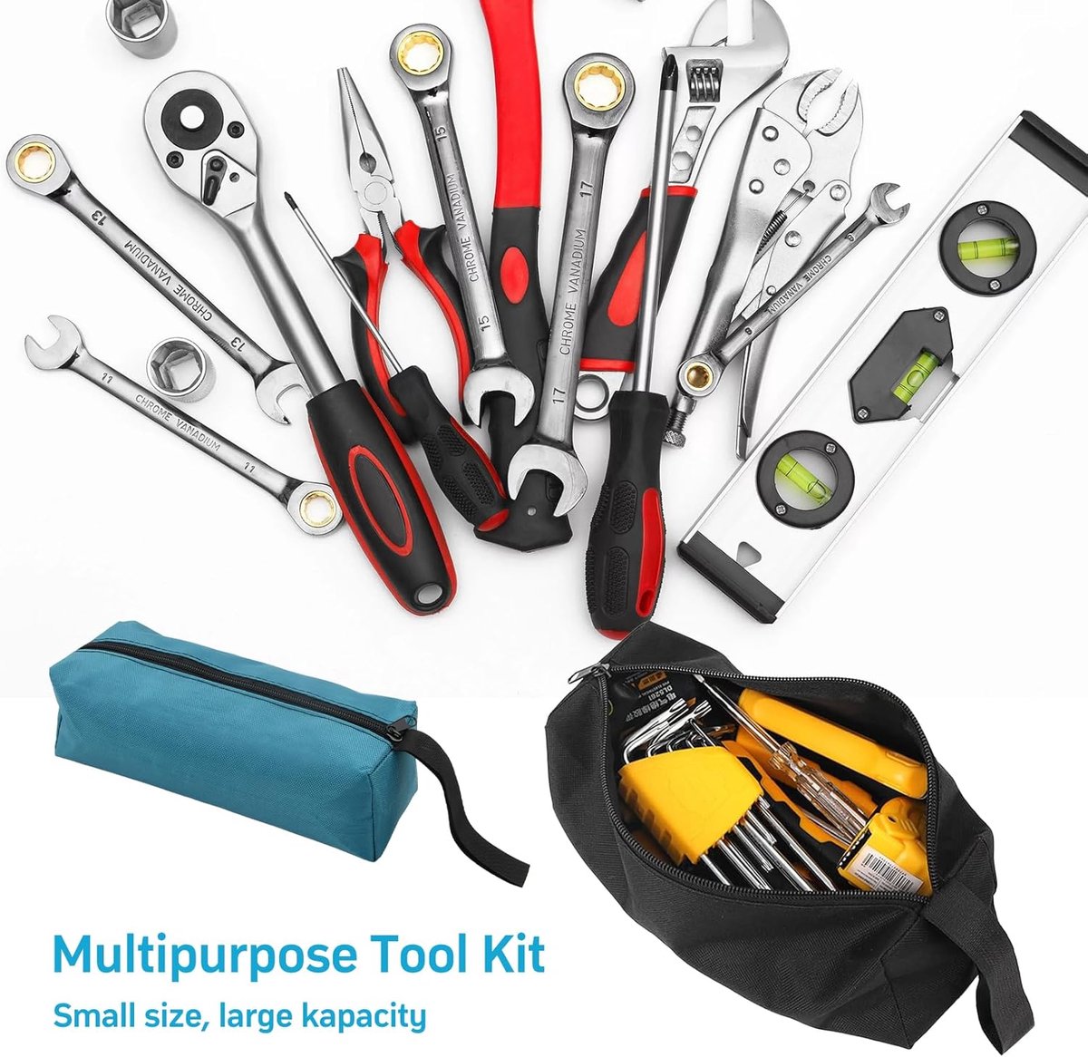 2 pieces - 30*10*10cm and 25*8*8.5 cm - Tool bag - small tool bags - waterproof tool bags - sturdy small tool bag - for carpenter, tools and power tools - black and blue - Image 6