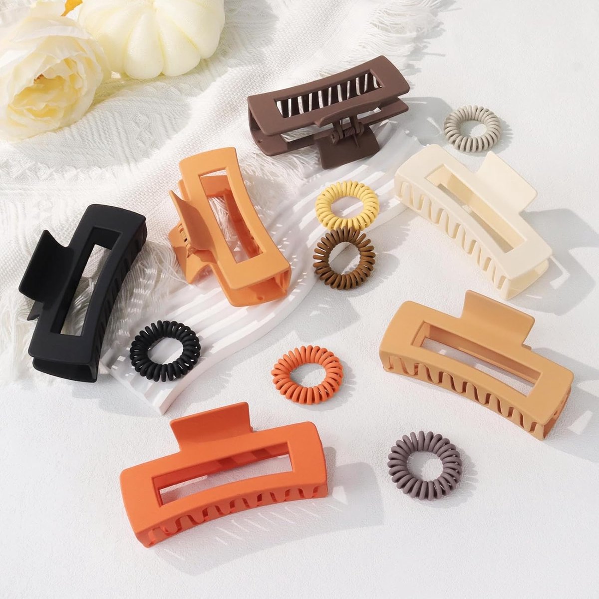 Set of 6 large hair clips for women - hair clips - banana clips - hair clamps - for adults - rectangular hair clips - large - six different colors - B - Image 4