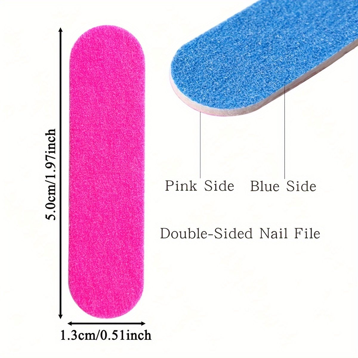 100 pieces - Sanding strips - Nail file - Mini wood file - Shaping nails - nail sanding strips - mini nail file - nail file set - mini nail files - manicure instruments - manicure - for home and salon use - 180/240 grit - 5*1.3 cm - pink, blue - Image 5