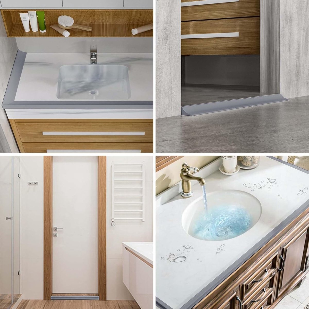 200*2*1.2 cm - Water-repellent strip - shower threshold - bendable waterproof strip - shower seal - kitchen accessories - bathroom accessories - for glass walls, shower floors, kitchen countertops - grey - Image 3