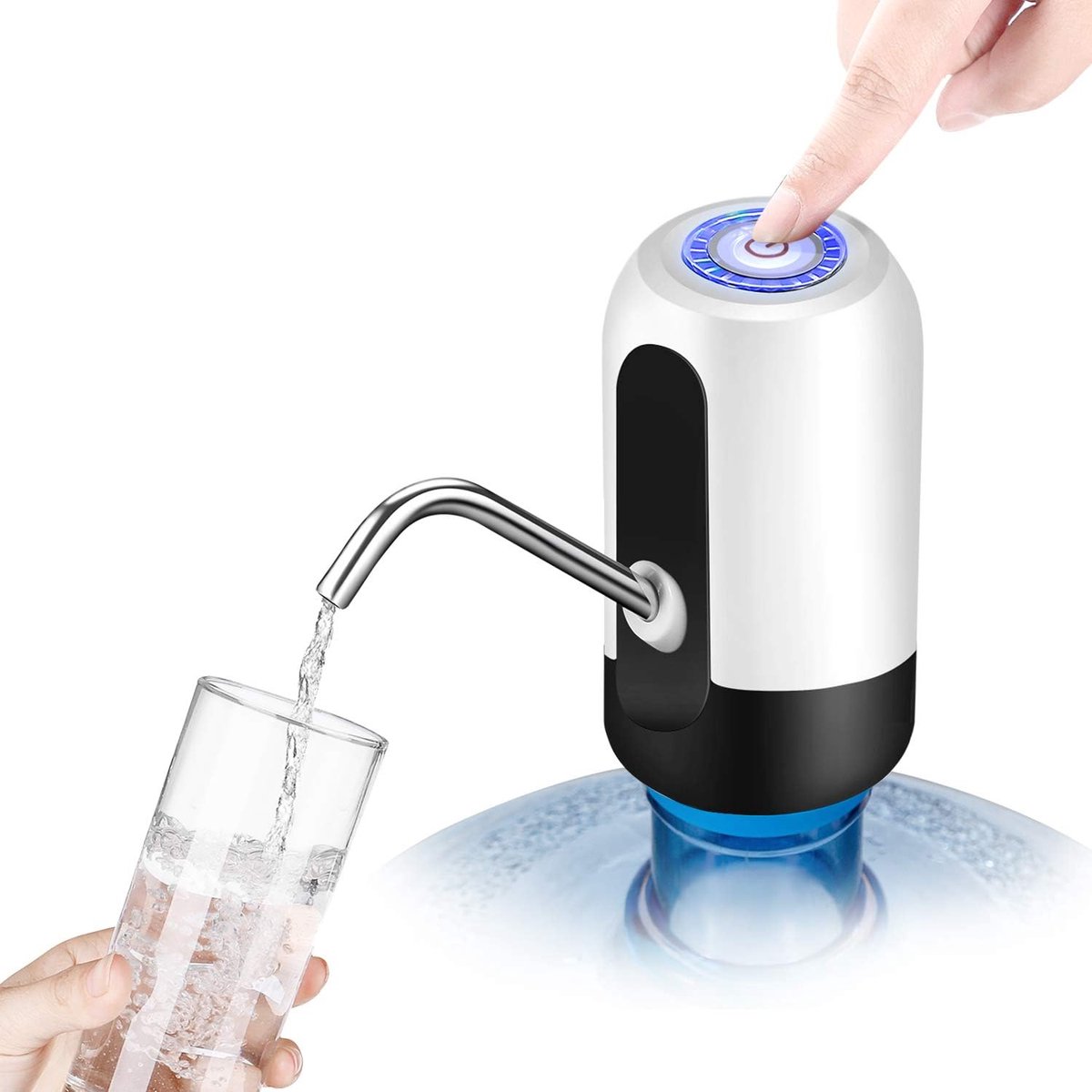 Electric water pump - Portable water pump - Water pump - Water bottle dispenser - detachable electric pump - for desk, countertop, kitchen and office - white - 7.2*7.2*12.5 cm - Image 1