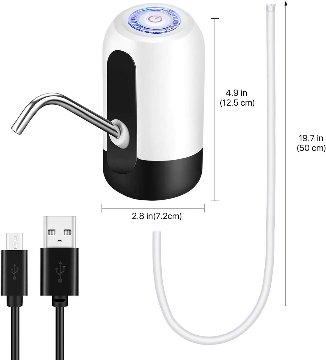 Electric water pump - Portable water pump - Water pump - Water bottle dispenser - detachable electric pump - for desk, countertop, kitchen and office - white - 7.2*7.2*12.5 cm - Image 5