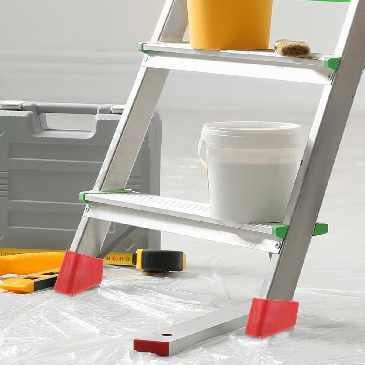 4 pieces - 5*3.8*2 cm - non-slip ladder foot covers - durable accessories for home ladders - attic ladder stepladder foot caps - stepladder feet rubber non-slip pads - easy to install - rubber foot covers - red - Image 2