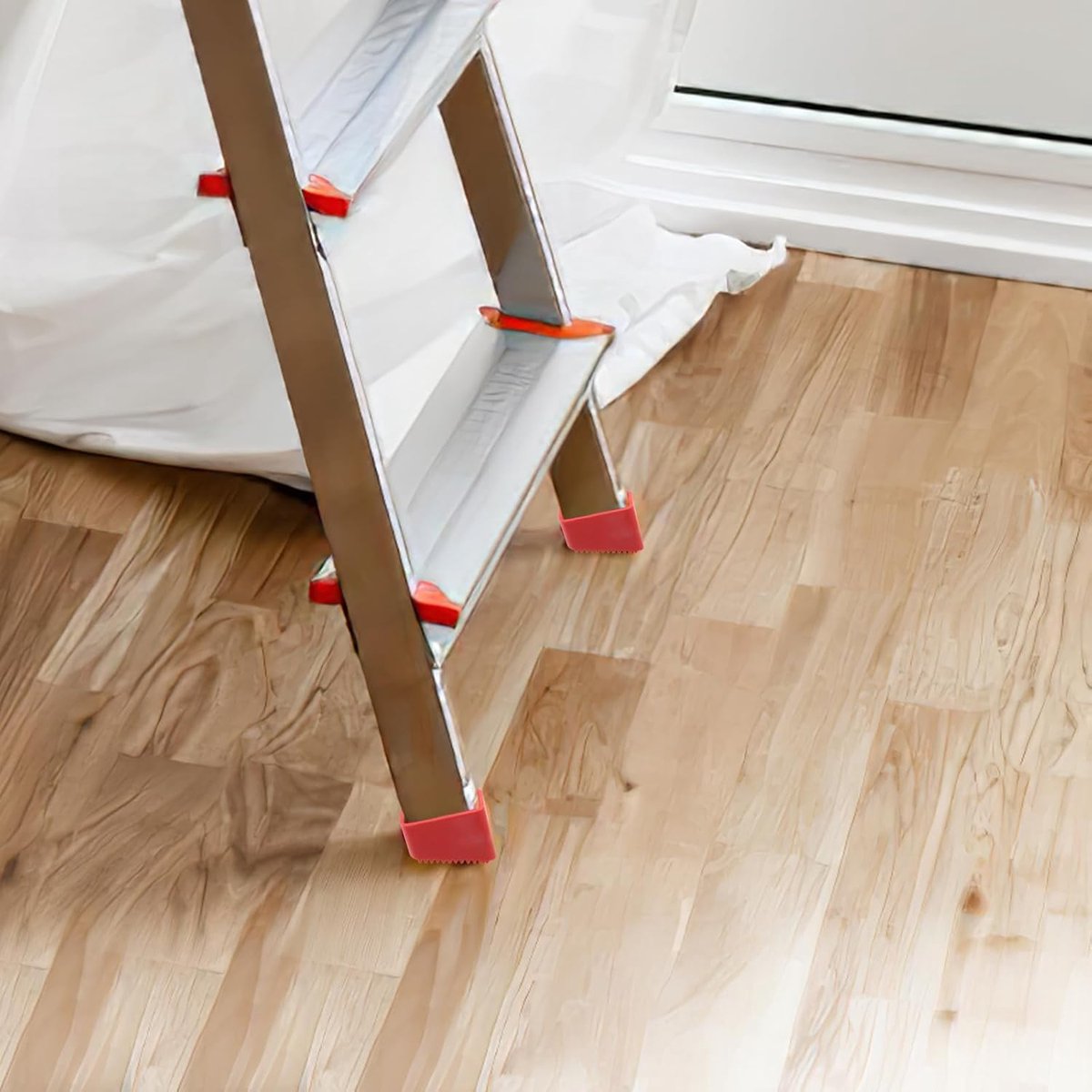 4 pieces - 5*3.8*2 cm - non-slip ladder foot covers - durable accessories for home ladders - attic ladder stepladder foot caps - stepladder feet rubber non-slip pads - easy to install - rubber foot covers - red - Image 4