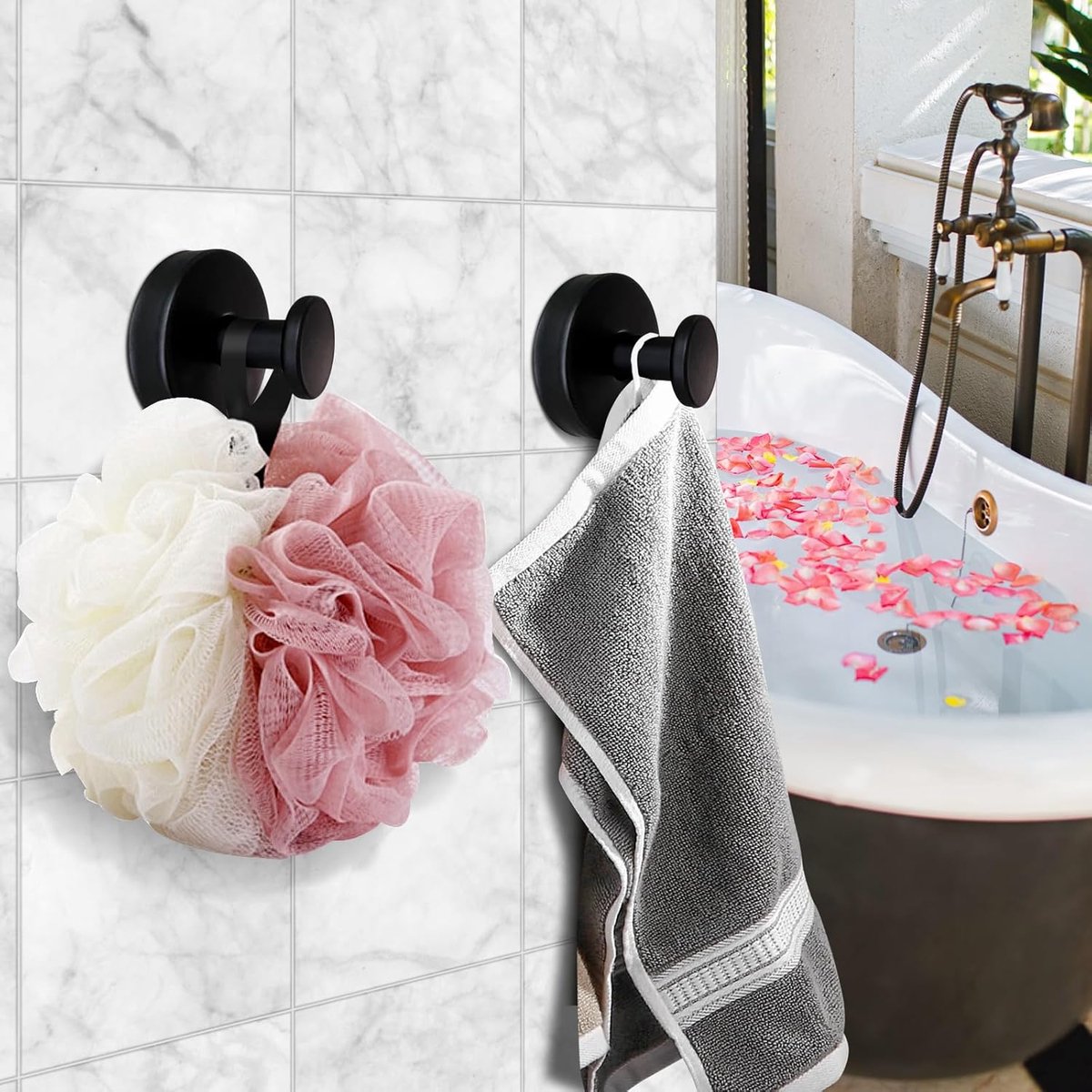 10 pieces suction cup hooks for shower - suction cup hooks - suction cup towel hooks for bathrooms - self-adhesive wall hook - SUS304 waterproof stainless steel hooks - for bathroom, bedroom, kitchen, hotel and office - Image 3