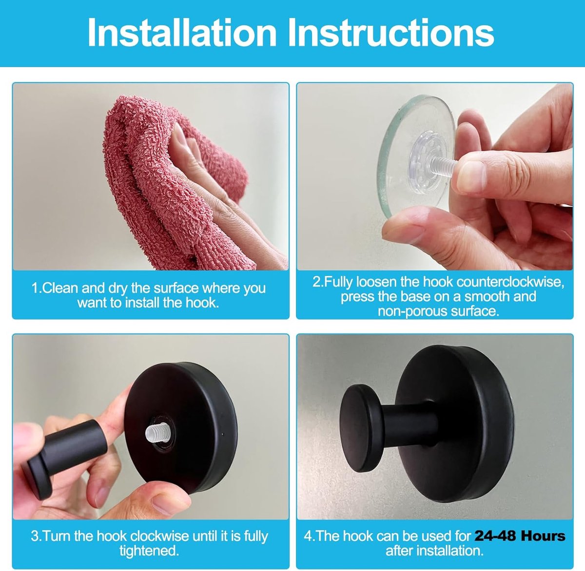 10 pieces suction cup hooks for shower - suction cup hooks - suction cup towel hooks for bathrooms - self-adhesive wall hook - SUS304 waterproof stainless steel hooks - for bathroom, bedroom, kitchen, hotel and office - Image 5