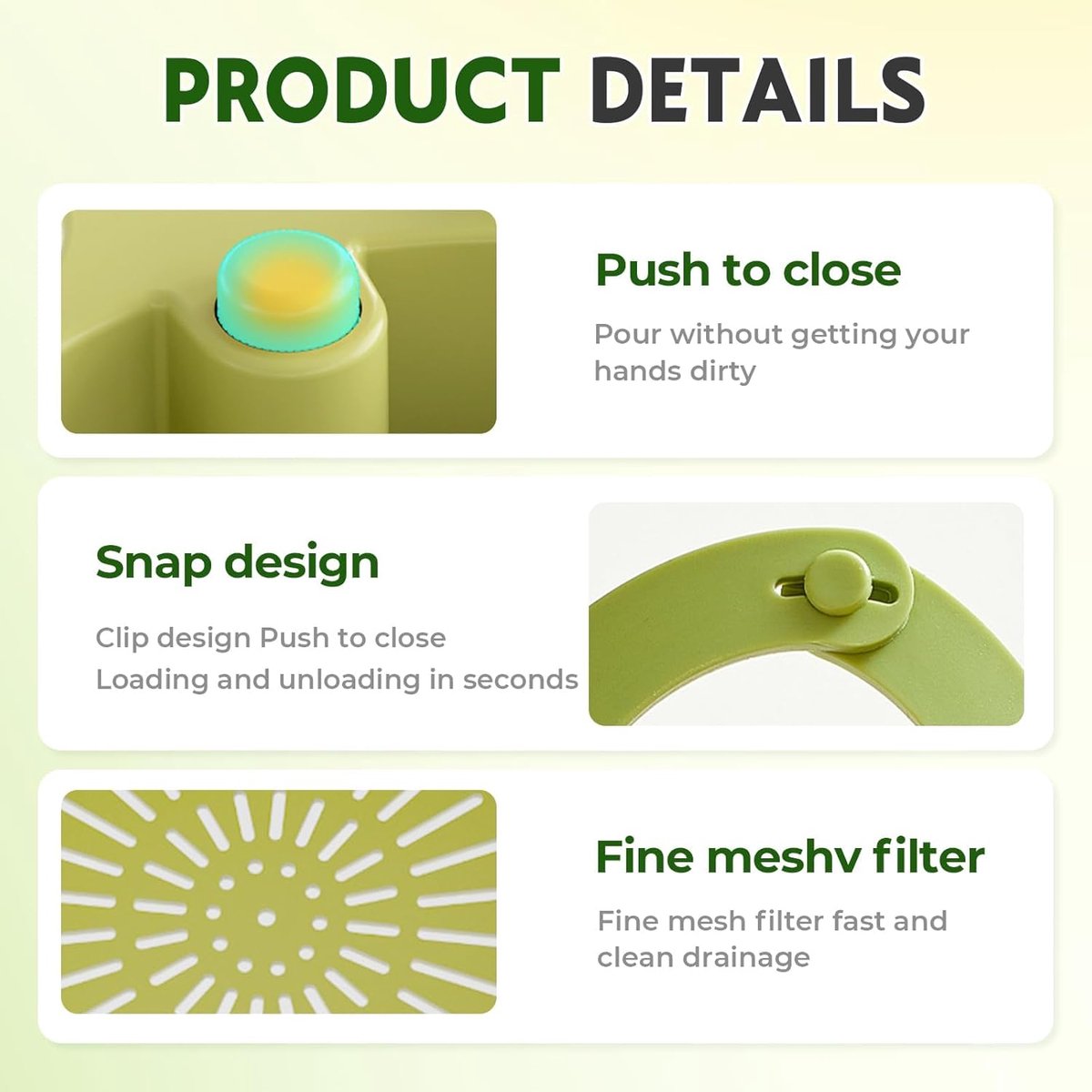 Drain Basket - Drain Filter - Sink Storage Holder - Faucet Hanging Strainer - Sink Drain Basket - Sink Strainer Basket - Sink Food Waste Collection Bin - Sink Trash Can - Plastic Kitchen Sink Strainer - Food Fruit Vegetable Drying Rack - Green - Image 6
